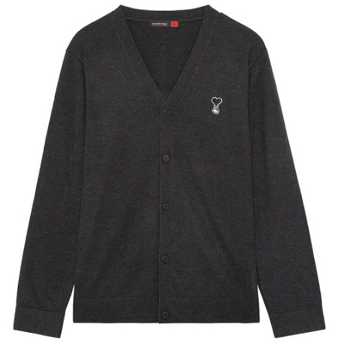 신원 파렌하이트 손하트 브이넥 울 혼방 숯색 가디건 FYCCI0071