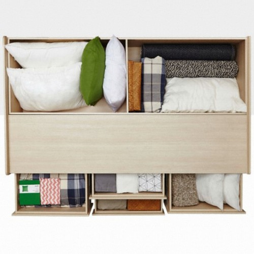 에몬스홈 빅수납 USB 슬라이딩형 4단서랍 LED침대 SS (매트별도)_이미지