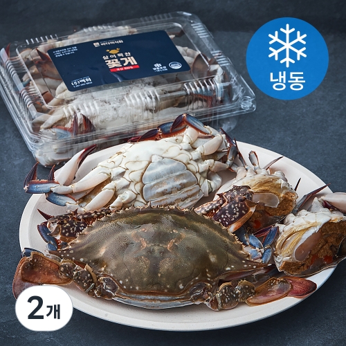 (주)백화 바다미식회 살이 꽉찬 국산 통암꽃게 대 2~3미 700g (2개)