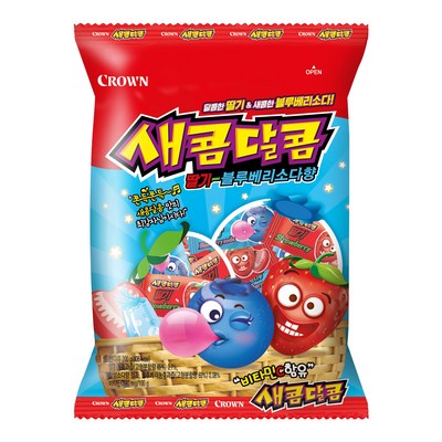 크라운제과 새콤달콤 딸기, 블루베리소다향 200g (15개)_이미지