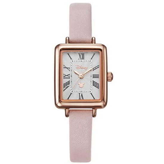  월트디즈니 디즈니 미키마우스 여성 사각 가죽 손목시계 D11119PK