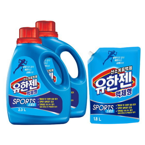 유한젠 스포츠 산소계표백제 2.3L + 리필 1.8L (본품2개+리필1개)_이미지