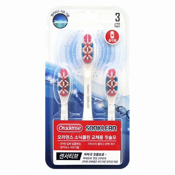 오라덴스 소닉클린 센서티브 리필 칫솔모 (충전용,3개)_이미지