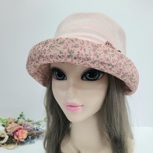  애슬릿 리본 핀 꽃 배색 중년 여성 벙거지 모자 9961799