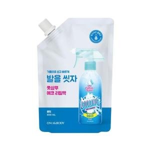 LG생활건강 온더바디 발을씻자 코튼 풋샴푸 쿨링향 리필 500ml (1개)