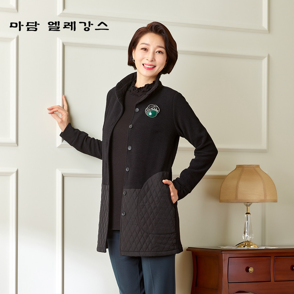 마담엘레강스 유니끄 퀼팅포인트 앙상블 K214BL01 K214JK02_이미지