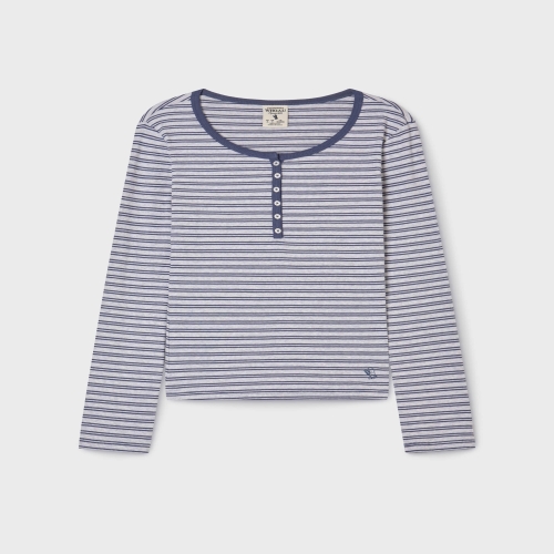후아유 Ribbed Henry Neck Long Sleeve T-shirt WHLAG2322F_이미지