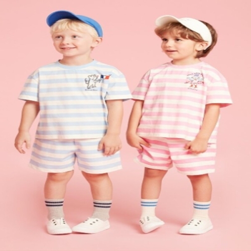 언더웨어 블루 스트라이프 마우스 반팔 티셔츠 BU41TR302