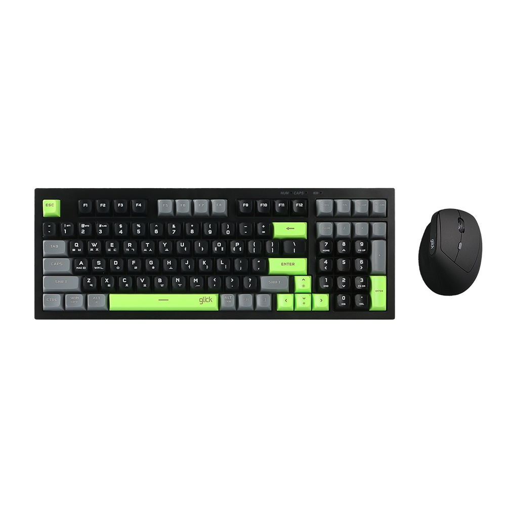 지클릭커 오피스프로 WMK560 사일런스 M RGB 무소음 무선 키보드 마우스 세트 98 (Poker Green)_이미지