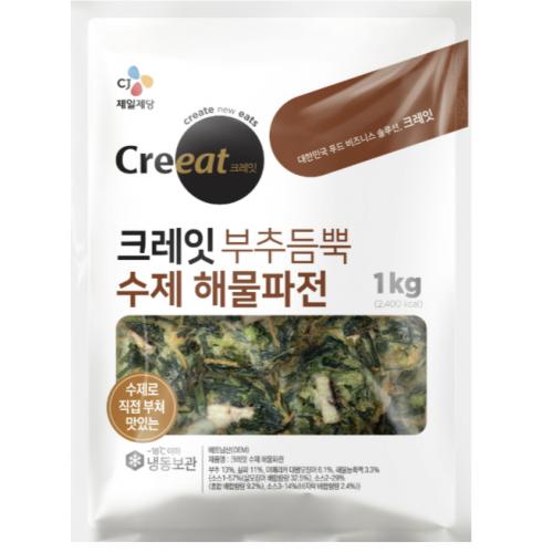 CJ제일제당 크레잇 부추듬뿍 수제 해물파전 1kg (1개)_이미지