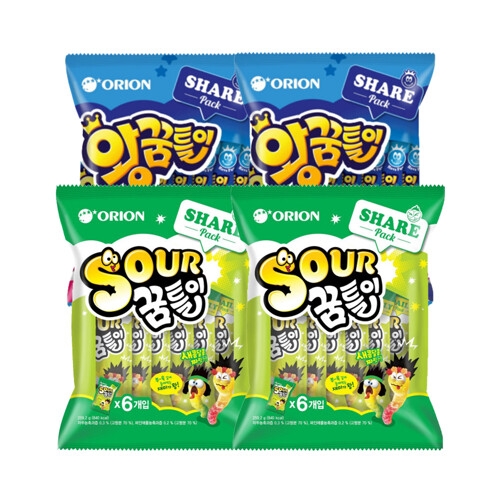오리온 왕꿈틀이 사워꿈틀이 255g 6p 4 / 과일맛 젤리