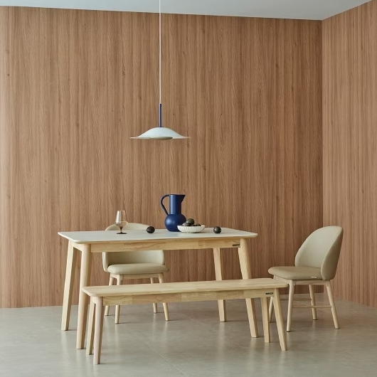 한샘 도노 내추럴 세라믹 식탁 1350 (컴피의자2개+벤치1개)_이미지