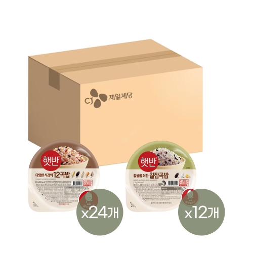햇반 12곡밥 210g 24개 + 찰잡곡밥 210g 12개