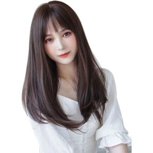 하라주쿠 4378697 가발 인모 내츄럴 스타일 자연스러운 Cobiz 롱 풀위그 세미롱 여성 여장 자연 wig 일자 뾰루퉁 앞머리 .._이미지