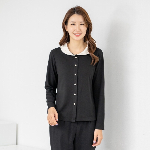 모슬린 엄마옷 진주 카라 오픈 블라우스 5RTY12216 중년여성/50대/60대/70대/마담/빅사이즈/할머니옷/여자_이미지