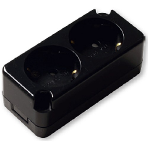 2구 16A 노출형 접지 콘센트 나사형 흑색 10개