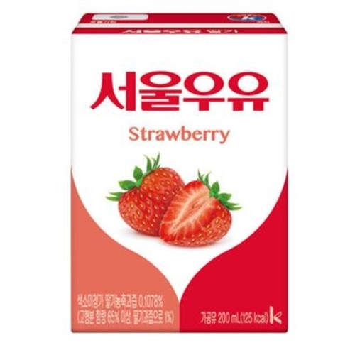 서울우유 멸균 딸기 우유 200ml (96개)_이미지