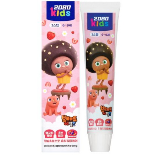 2080 키즈 3스텝 브레드 이발소 치약 베리믹스향 80g (24개)_이미지