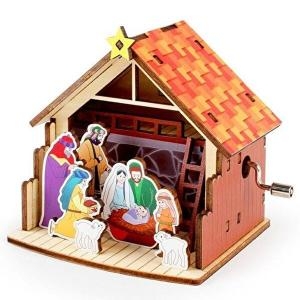 패션 JHQRLIFQ_4B 오르골만들기 수동 오르골 성탄 구유