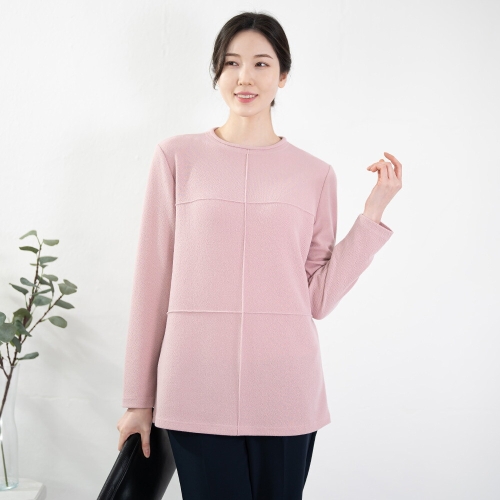 모슬린 엄마옷 핀턱 스판 라운드긴팔티셔츠 RTY613393 중년여성/50대/60대/70대/마담/빅사이즈/할머니옷/여자_이미지