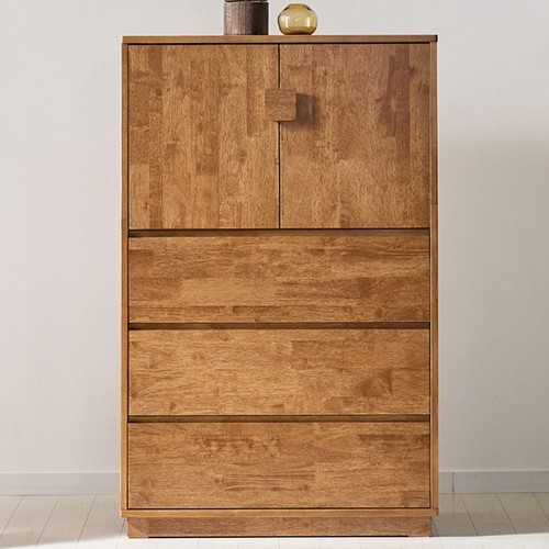 블랑누보 데이브 고무나무 원목 다용도 서랍 수납장 800