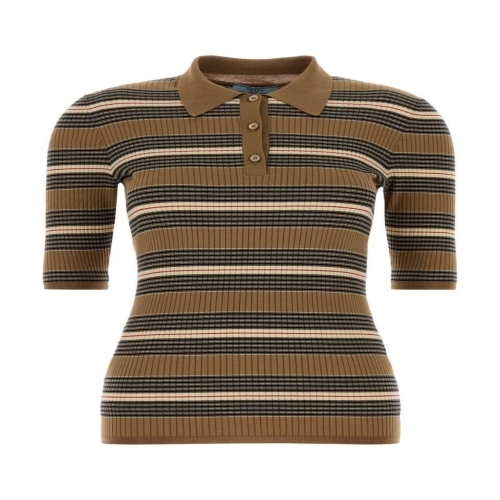  프라다 Embroidered stretch cotton blend polo shirt P24R2USOOO17KJ F0040