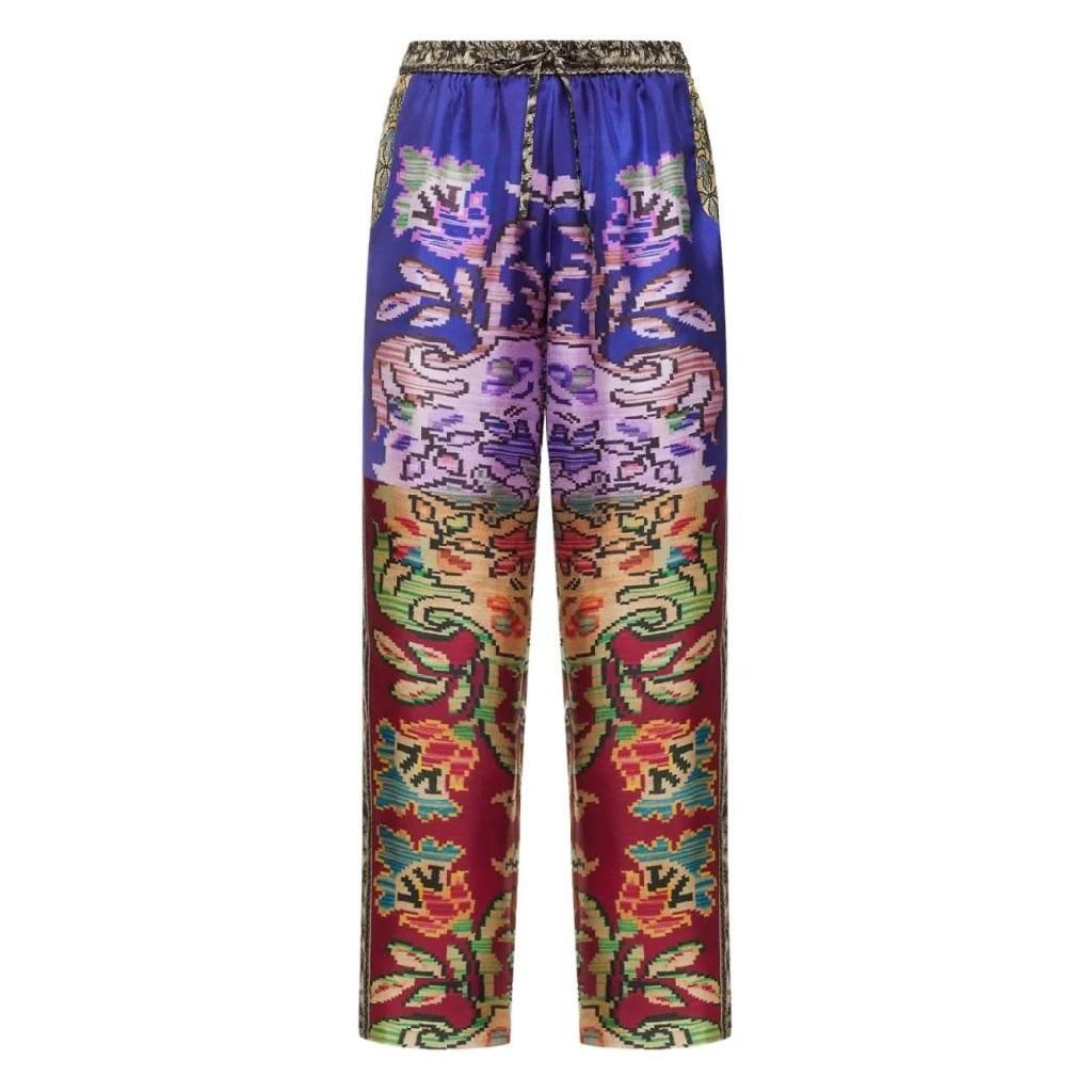 피에르루이마샤 피에르 루이스 마스키아 다마스크 프린트 드로스트링 웨이스트 팬츠 ALOESPT10959SE T