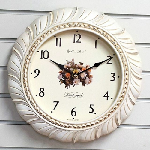 골든벨시계 GB7064 무소음민들레 벽시계 장미빈티지아이보리 한국 빈티지시계 시계 무소음시계 인테리_이미지