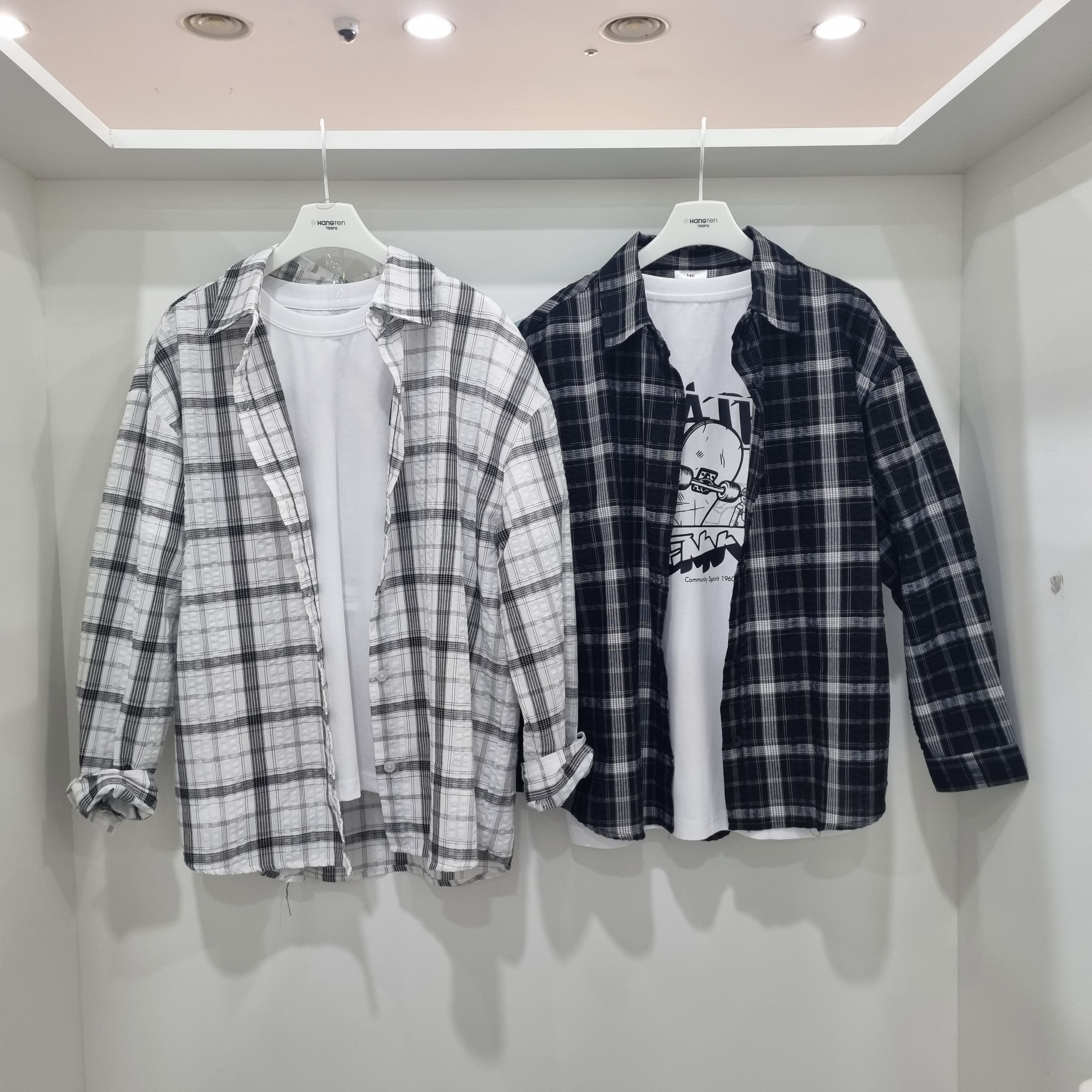 틴즈 여아 시어서커 체크 셔츠_100 14570-120-404-68