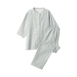 MUJI 무지 무인 양품 옆에 솔기가 없는 얇은 거즈 7분 소매 파자마 FDA12A3S_이미지