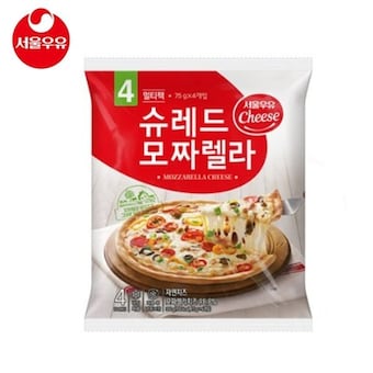 서울우유 슈레드 <b>모짜렐라</b> <b>치즈</b> 4개입 300g