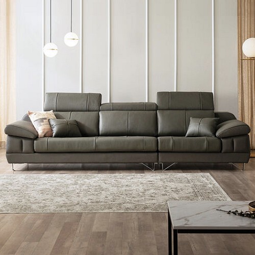 쉐우드가구 빈센트 기능성 헤드틸팅 천연통가죽 소파 4인용 (스툴포함)_이미지