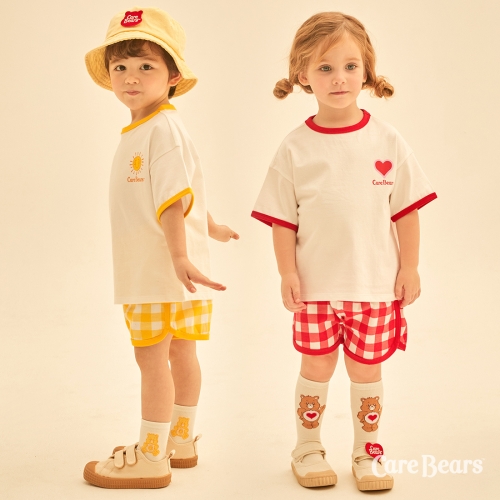 케어베어 안녕 즈 체크팬츠 반팔상하복_이미지