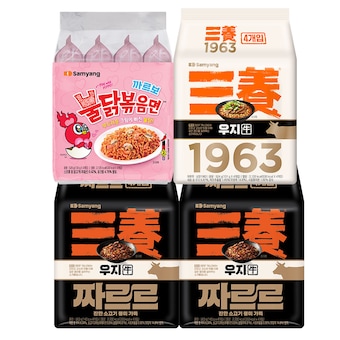 <b>삼양</b>식품 우지 짜르르 8개 + <b>삼양</b> 우지 1963 4개 + 까르보불닭볶음면 4개