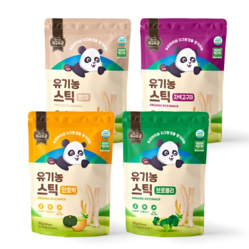 해유농업회사법인 지구로운 유기농 아기과자 스틱 4종세트_이미지