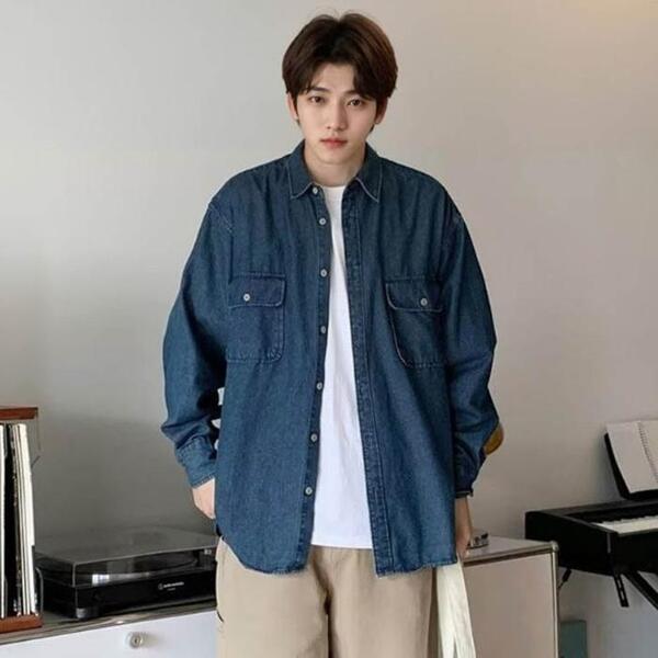 적당한 오버핏의 데님 셔츠 다양한 코디 23501207A