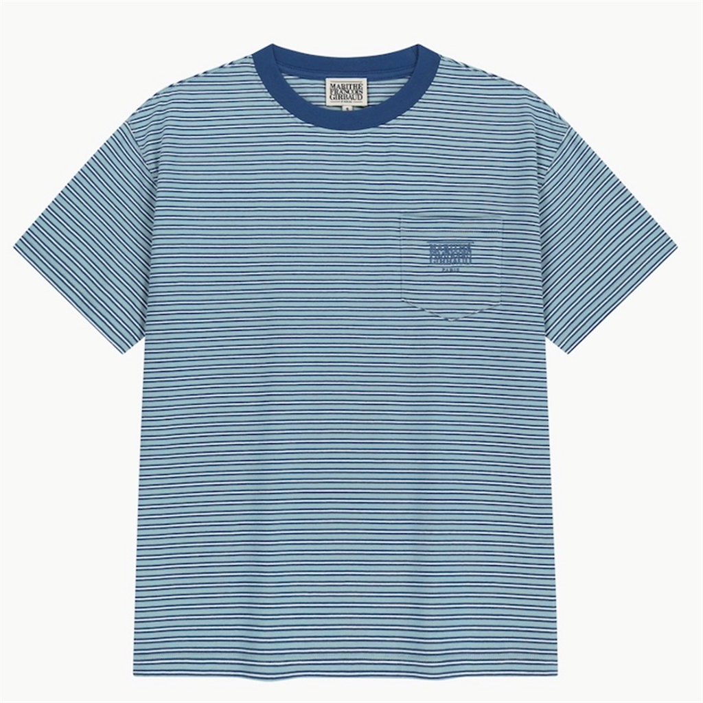 마리떼 스몰 클래식 로고 스트라이프 링거 티 B1 MFG46UTS213 BLU LGN NVY_이미지