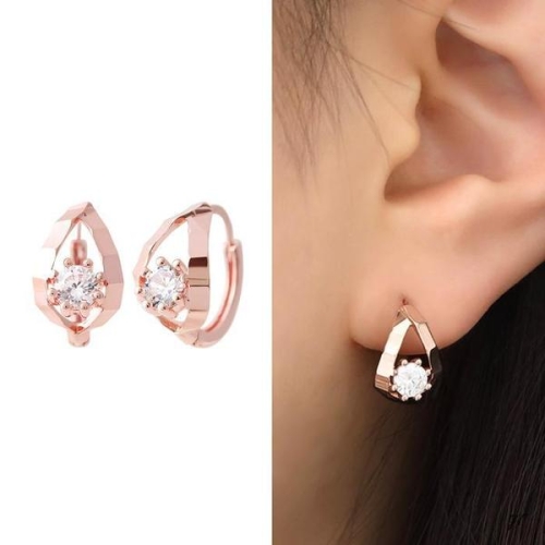 셀러허브 14K 골드필드 핀 컷팅 물방울 큐빅 원터치링 귀걸이 S16332009