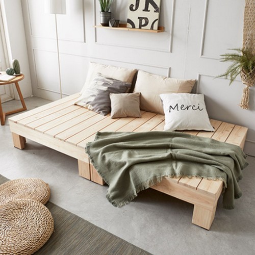 동서가구 힐링 히노끼 편백나무 평상형 서랍 침대 Q (9존독립스프링)_이미지