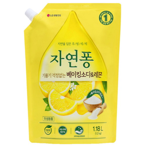 자연퐁 2X 베이킹소다 레몬 리필 1.18L (4개)_이미지