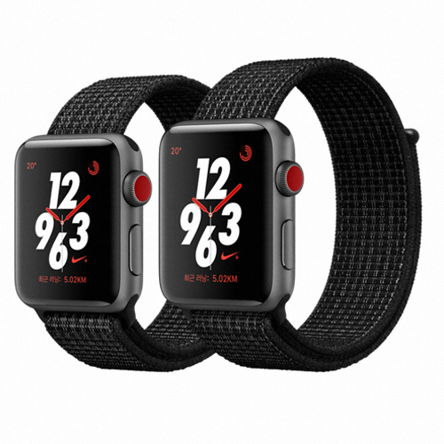 APPLE 워치 시리즈3 나이키+ 42mm Cellular 스페이스 그레이 알루미늄 (블랙/퓨어 플래티넘 나이키 스포츠루프)_이미지