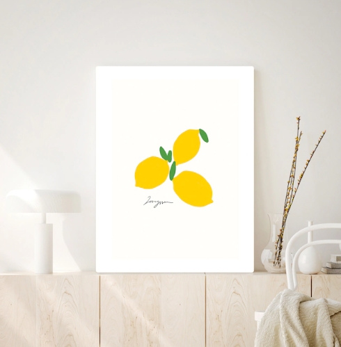 오홀리브 레몬색종이 기본다리 액자테이블 (60x40cm)_이미지