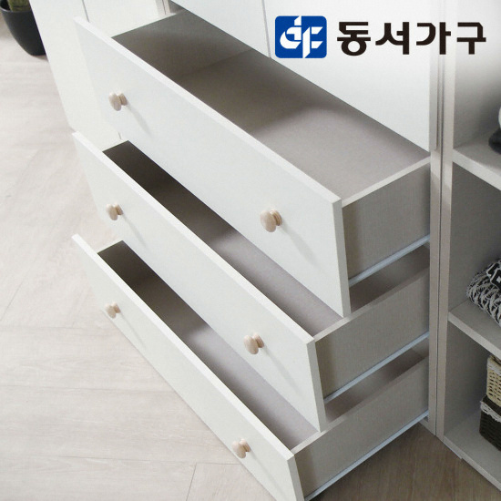 동서가구 페페 거울 옷장세트 2단서랍 선반형+상부수납장 (283cm)_이미지