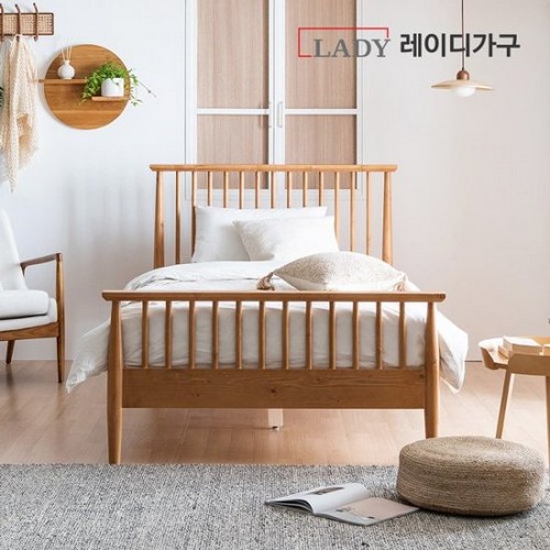 레이디가구 스칸딕 로맨틱2 클래식 원목 침대 SS (17cm미니포켓)_이미지
