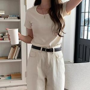 패션 VY 여자 여름 데일리 반팔 티셔츠_WT31104