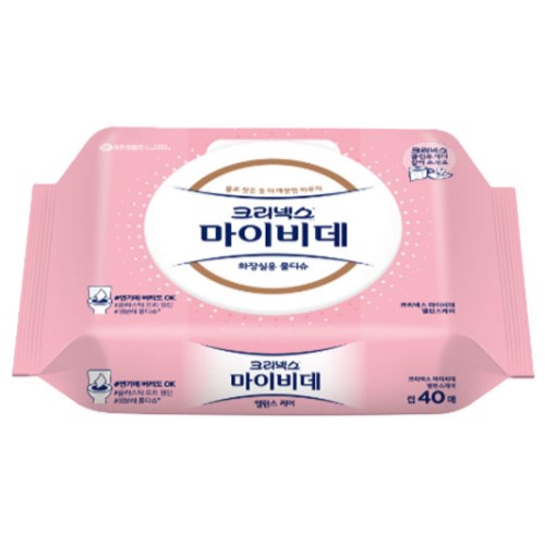 유한킴벌리 크리넥스 마이비데 밸런스케어 화장실용 물티슈 캡형 40매 (3팩)