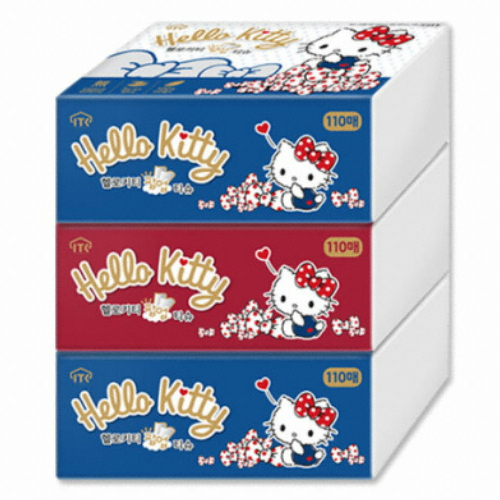 아이티씨 ㅤ헬로키티 팝업티슈 골드 110매 (3개입) *5팩_이미지