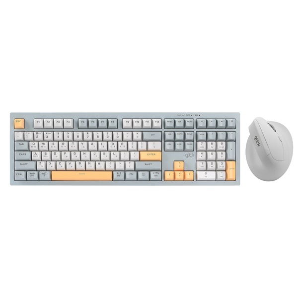지클릭커 OFFICEPRO WMK700 사일런스 M 108 무선 키보드 마우스 세트 (Navy Blue)_이미지
