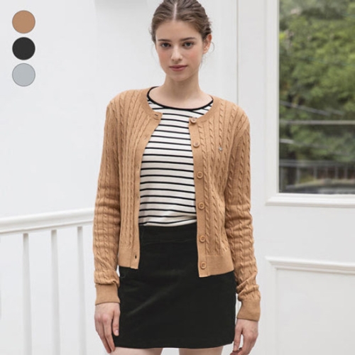 게스 여성 라운드넥 꽈배기가디건 OP4S5763_이미지