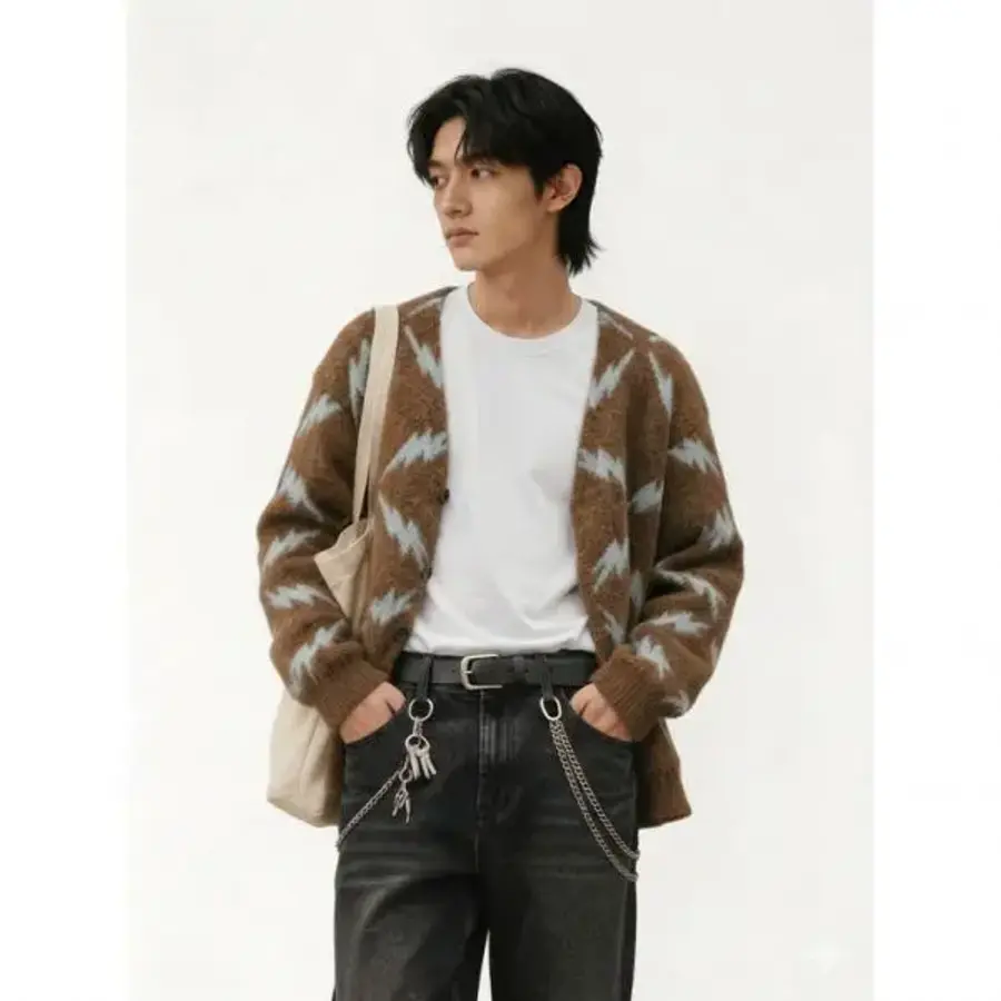 울혼방 번개 자카드 가디건 BROWN 1148382